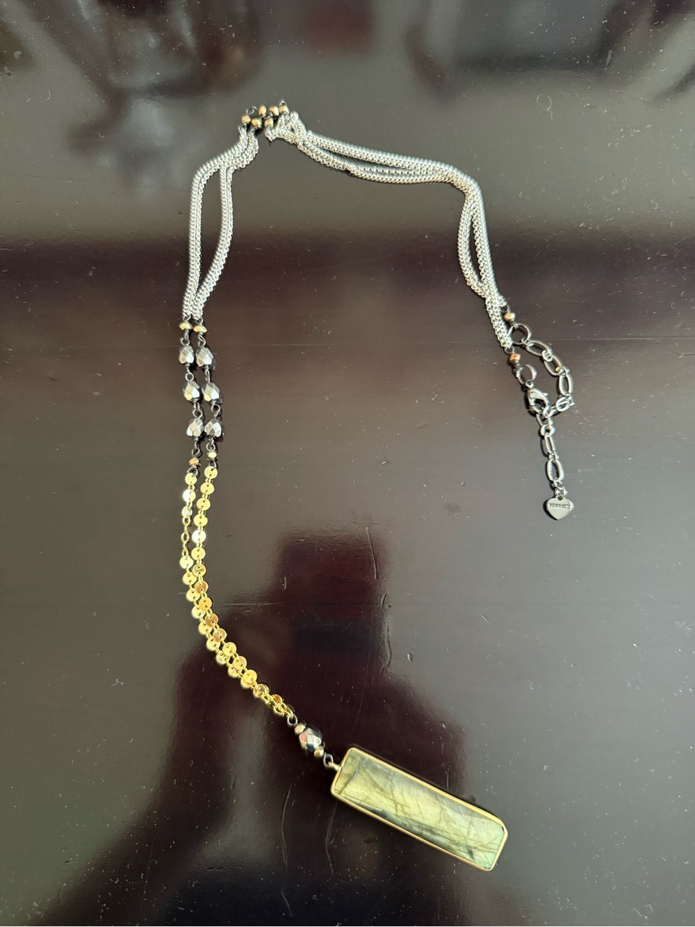 Nakamol Gold & Silver Labradorite Bar Pendant Necklace